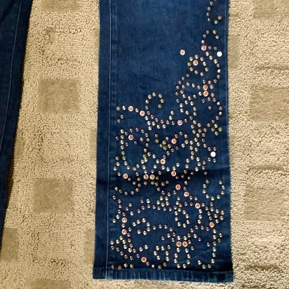 BOOTCUT DECORATIVE BLUE JEANS SIZE 10 - Picture 4 of 5